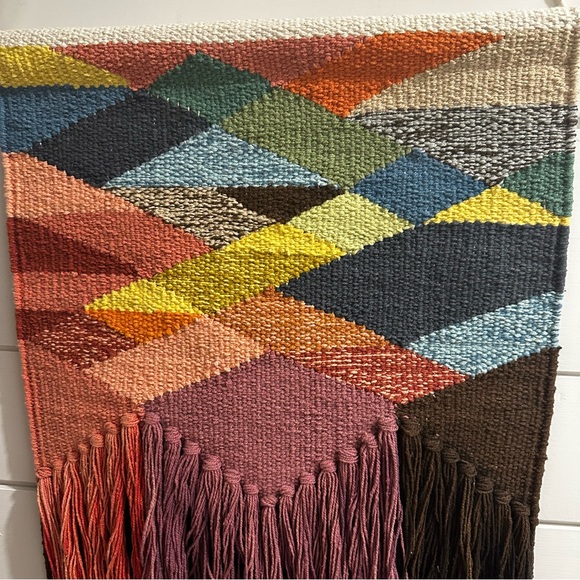 Woven Wall Hanging Sunset Colors Wall Art Tapestry Contemporary NEW 30” - Picture 2 of 9